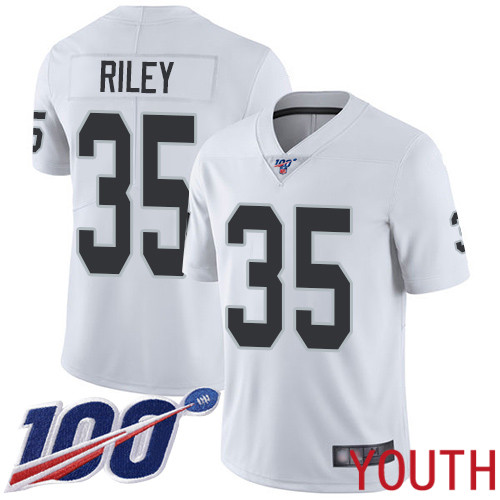 Oakland Raiders Limited White Youth Curtis Riley Road Jersey NFL Football #35 100th Season Vapor Jersey->nfl t-shirts->Sports Accessory
